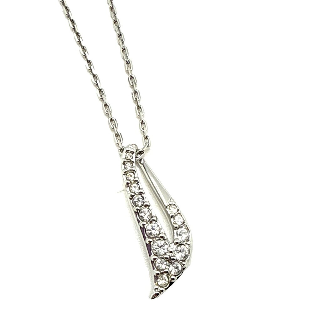 Swarovski Crystal Abstract Pendant Necklace Silver Rhodium Plated 15" to 18"